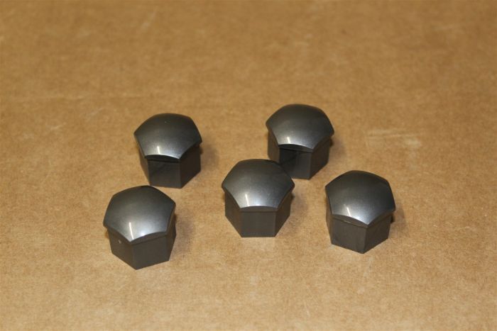 Skoda Set Of 5 wheel Bolt Caps in grey silver 1Z0601173 UZ7 New Genuine ...