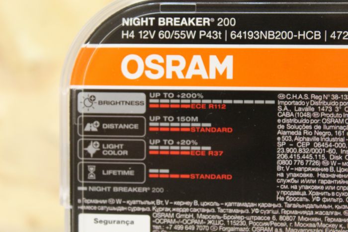 Osram NIGHT BREAKER 200 H4 headlight bulb twin pack