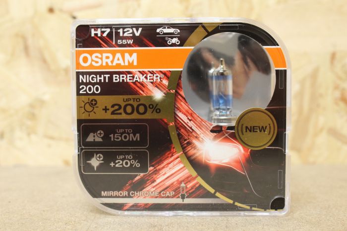Osram H7 Night Breaker 200 Halogen Headlight Bulbs, 64210NB200, Pack of 2