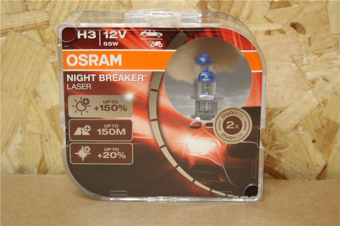 OSRAM H3 12V 55W Night Breaker Laser Next Generation +150% Long Beam ...
