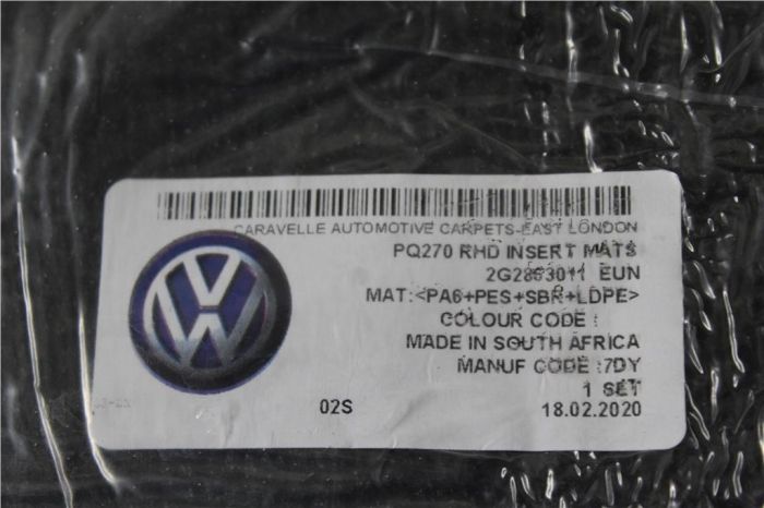 Set Foot Mats Front And Rear VW Polo 2018 Onwards 2G2863011 EUN